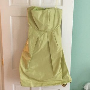 Jcrew strapless light lime green silk dress